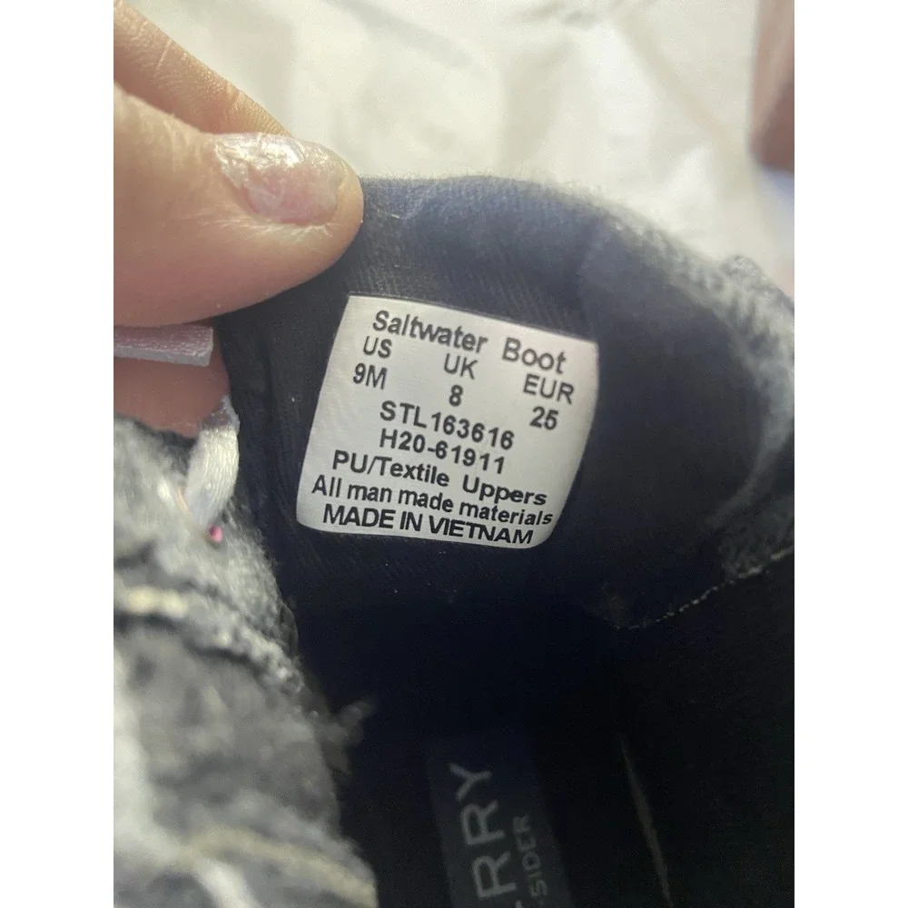 Sperry Girls Saltwater Duck Waterproof Boots-Blk/ Gray/Pink-Size 9M‎ Childrens